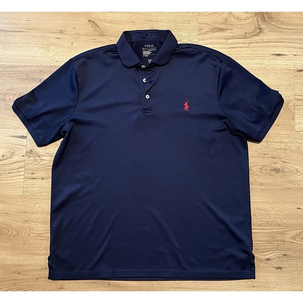 Polo Ralph Lauren Performance Polo Mens L Blue Golf Preppy Athletic Classic